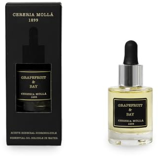 Cereria Molla 1899 | Ätherisches Öl Grapefruit & Bay | Glasflasche mit Tropfer | Delikater Duft | Perfekt für Diffusoren und Brenner | Premium | 30 ml