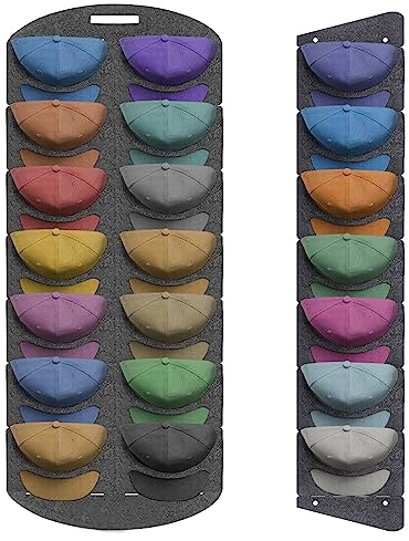 ENLACE 2 Stück Baseball Kappen Halterung, Einreihig und Doppelte Reihe Faltbar Cap Halterung Wand, Baseball Kappenhalter Organizer Aufbewahrung für Baseballmützen, Tür Rückwand Cap Halter