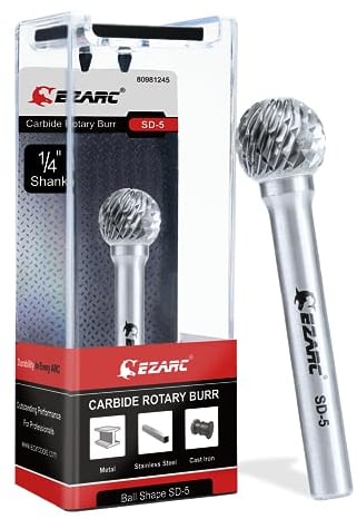 EZARC SD-5 Hartmetall Frässtifte mit 1/4-Zoll-Schaft – Doppelschnitt Drehfeile Zylinderendschnitt, Schneidefräser, Schneidefräser, Schneideisen für Stahlmetallbearbeitung, Polieren und Gravieren…