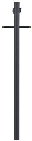 Traditional Outdoor Lamp Post with Plastic Cross Arm – Direct Burial Installation – Built-in Outlet and Dusk to Dawn Photo Eye Sensor – Black – Design House, 589812