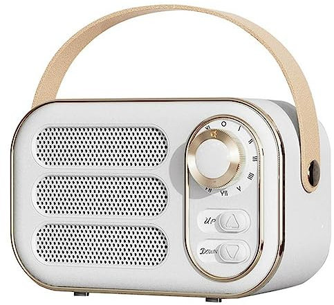 Kliplinc Haut-parleur rétro, effet stéréo 360, mini haut-parleur Bluetooth, radio vintage, décoration d'intérieur, blanc