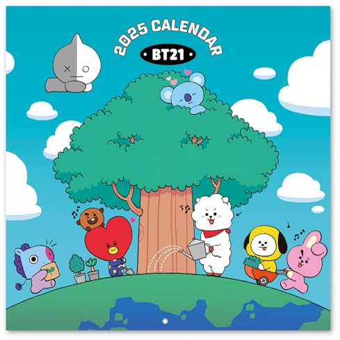 Kalender 2025 Wandkalender 2025 Grupo Erik BT21 Kalender 2025 Familienplaner 2025 30 x 30 cm Jahreskalender Familienkalender 2025 - Kawaii Stuff