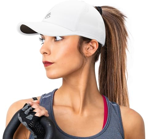 Gisdanchz Basecap Damen Baseball Cap mit Pferdeschwanz Cappy Frauen Tennis Running Cap Damen Uv Schutz Kappe Laufcap Laufmütze Schildkappe Kappen Damen, Weiß