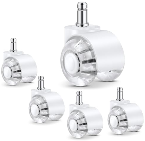 MXTIMWAN Juego de 5 Ruedas para Sillas Giratorias de Oficina, 11X 22MM Ruedas Silla Oficina, Diseño de Rueda Doble, Ruedas Silla Gaming para Suelos, Laminados, Vinilo, Baldosas