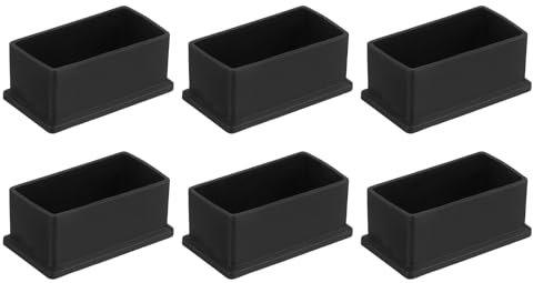 sourcing map 6Pcs PVC Square Chair Leg Caps, 60mm x 30mm OD Black Furniture Feet Pads Table Foot Cover Caps Floor Protectors for Patio Table Cabinet Bed Furniture