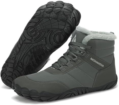 Mishansha Scarpe Uomo Donna Invernali Stivali Scarponcini Neve Stivaletti Caldo Imbottito Scarponi Invernale Barefoot Shoes, Grigio Scuro Gr.41