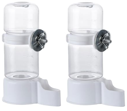 Vögel Wasserspender, 2 Stück Automatischer Trinkflaschen für Käfig, Kunststoff Papageien Futterspender Tränke Vogelkäfig Zubehör für Wellensittich Lovebirds Nymphensittich (Weiß 140ml)