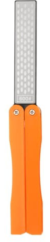 sourcing map Pocket Sharpening Stone 400/600 Grit Portable Pocket Knife Sharpener Double-Sided Folding Diamond Knife Sharpening Stone for Knives Kitchen Garden Outdoor Tools, Orange