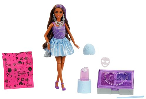 Barbie Party Unboxed Doll & Accessories, Glam Party Series with 10 Surprises Including Color-Change, Purple Sparkle Doll, JFY66