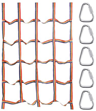 Frachtkletternetz, Regenbogen Kletternetz Für Kinder, Kinder slacklines Hindernisse Set, Turnringe Schaukel Kletterleiter, Kletternetz Mit Dreieckigem Haken, Körperliches Training Für Kinder