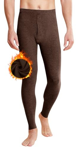 Lancry Men's Thermal Underpants Men's Long Underpants Men's Thermal Underwear Men's Thermal Trousers Men's Winter, brown, XXL