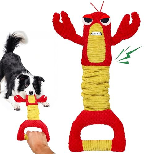 Hundespielzeug Unzerstörbar, Plüsch-Kauspielzeug Mit Quietschend, Kuscheltier Für Hunde Geeignet Für Kleine, Interaktives Welpenspielzeug, Mittlere Und Große Hunde, Hummer-Design