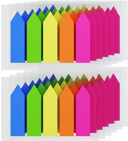 KIFZM 1500 Stück Pfeil Index Marker, 12 Sets in 5 Farben,wiederverwendbare Haftfahnen, einfache Index-Tabs, Haftnotizen,Seitenmarker Zum Hervorheben von Informationen in Verträgen,Büchern oder Akten