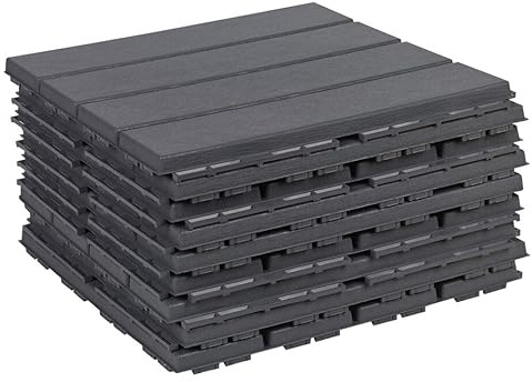 URBNLIVING 9Pc Interlocking Plastic Garden Decking Tiles, Outdoor Patio Pathway Grid, Durable & Easy Installation, No Tools Required, 33x33cm Floor Tiles