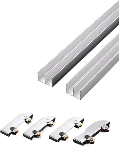 Thickened Double Track Aluminum Alloy Glass Sliding Door Track, 3-5mm Thickness Available, Suitable for Glass Door Acrylic Panel, Easy To Install(90cm)