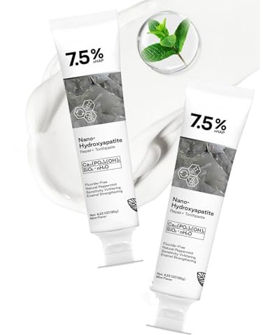 2PCS Hydroxylapatit Zahnpasta, Hydroxyapatite Toothpaste Ohne Fluorid, Zahnpasta Hydroxylapatit Fluoridfreie, Linderung von Zahnempfindlichkeit, Schützt Den Zahnschmelz und Frischer Atem (120g*2)