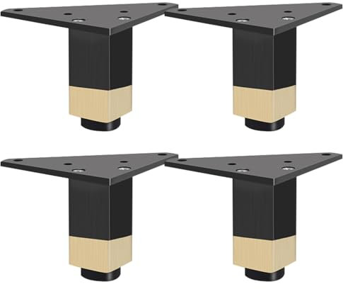 SZLXJMFL Tischbeine Schwarz mit Gold, 4 Stück Höhenverstellbar Möbelfüsse Quadrat Aluminiumlegierung | Eloxierte Oberfläche Höhe: 6-60cm Couchtischbeine Tischfüße Sofasfüße-8cm/3.1