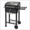 Barbecue Compact Rettangolare a Carbone con Coperchio Maniglie Cromate Mensola Prese D'Aria Ripiano Inferiore Griglia di Cottura in Acciaio Cromato Comode Ruote Altezza Cottura 83cm