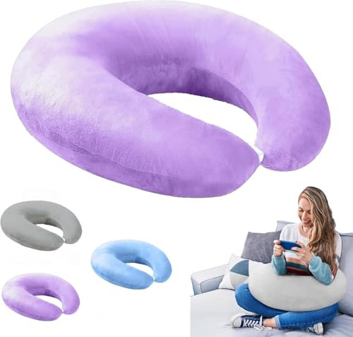 Oreiller de lecture pour lit adulte et enfant : coussin de bureau pour s'asseoir dans le lit/sol – Oreiller compact de soutien des bras pour lire/jeux/travail/crocheter améliore la posture (Violet)