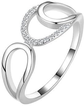 Skcess Anello da donna in oro bianco 9 K/14 carati moissanite, a forma di goccia d'acqua, per partner e donne, 18 (18,5), metallo prezioso, Moissanite