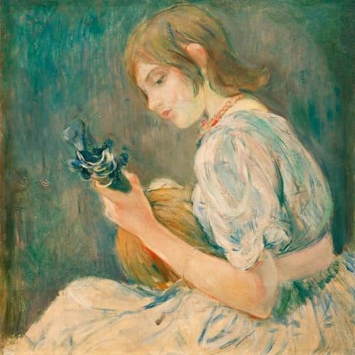 HRJUBWREE Oil Painting Prints on Canvas Painting Picture the Mandolin by Berthe Morisot Artwork Canvas Prints for Home Decor 60x90cm