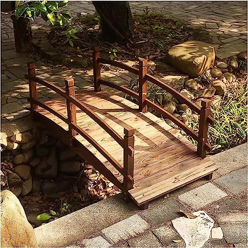 UZAMIRLEX Gartenbrücke aus Holz, Gartenbrücke aus Holz, Fußgängerbrücke mit Handläufen, 1,4 m lang, for Teich, Bach, Bauernhof