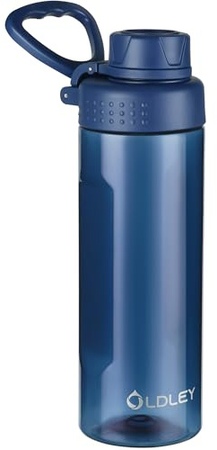 OLDLEY 600ml/20oz Water Bottle BPA Free Tritan Clear Water Bottle with Screw Lid & Carry Loop Reusable Leakproof Drinking Bottle for Sports, Gym, School, Outdoor (Navy Blue)