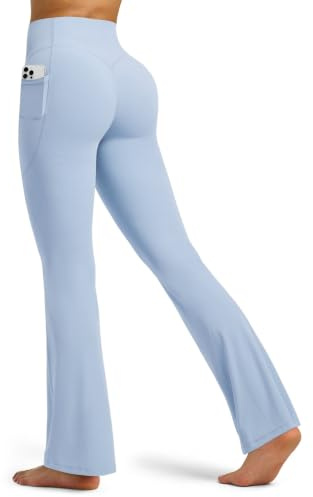 WILLIT Damen Flared Leggings Schlaghose Hohe Taille Yogahose mit Taschen Ausgestellte Leggins Blickdicht Bootcut Sporthose 77cm/81cm