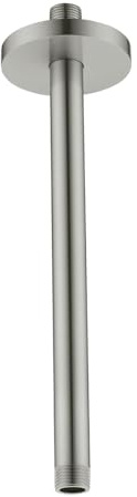 RANDOM Brushed Nickel Shower Arm with Flange 12 Inches Ceiling Mount Shower Head Extension Straight Arm Ceiling-Mounted For Fixed Shower Head.RD-91038-12BN
