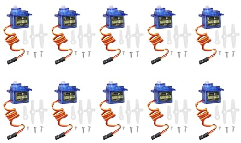 BAFOVY Kit de 10 Servomoteurs Micro avec Accessoires pour RC, Robot, Avion et Hélicoptère
