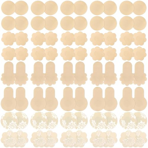 YiiHHooN 80 Pièces Cache Tétons pour Femme, 3 Styles Protège-tétons Invisibles, Cache Tétons Dentelle Pasties Autocollants Couvre Mamelons Auto Adhésif Stickers Poitrine pour Femme