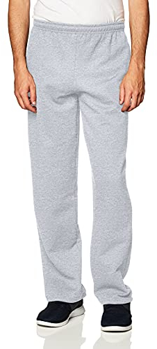 Gildan Herren Fleece-Hose mit Offenem Boden und Taschen Trainingshose, Grau-Sport Grey, Mittel