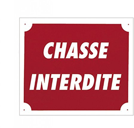 Europ-Arm Panneau Aluminium Rouge Rustique 30 x 25 cm - Chasse Interdite