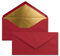 15 Brief-Umschläge DIN Lang - Dunkel-Rot mit Gold-Metallic Innen-Futter - 110 x 220 mm - Nassklebung - festliche Kuverts für Weihnachten