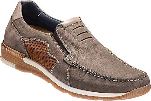 Franco Bettoni Bequem-Mokassins in Taupe, Herren-Slipper aus Nubuk-Leder, komfortabler Freizeitschuh, atmungsaktiv, erhöhte Laufsohle, Gr. 40-46