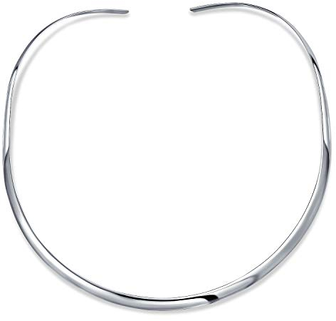 Bling Jewelry Einfache, Dünne, Flache Halsreif-Schieberegler, Offener Kragen, Konturierte Statement-Halskette Für Frauen .925 Silber Sterling, Anhänger 4Mm