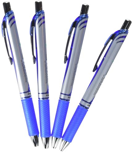 Pentel BL77-CO EnerGel Liquid Gel-Tintenroller - Set bestehend aus 4 Stück Gel-Roller, blau, 0.7 ball = 0.35 mm Strichstärke, 1 Stück (4er Pack)