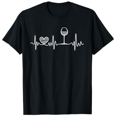 Wein Herzschlag Frequenz Weintrinker EKG T-Shirt