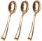 JL Prime Juego de 50 cucharas de plástico dorado a granel, reutilizables, utensilios resistentes para fiestas y bodas, cubiertos dorados, cucharas de plástico dorado, paquete de 50