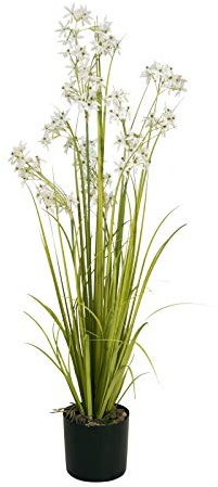 EUROPALMS Jasmingras, Kunstpflanze, weiß, 130 cm | Blühendes Ziergras im Dekotopf