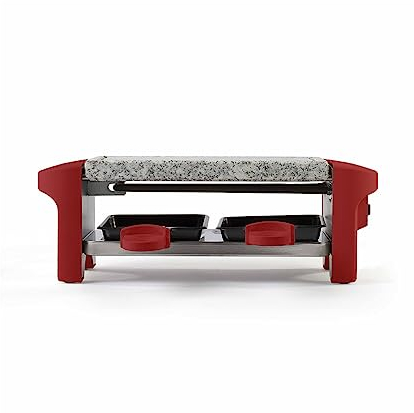 LIVOO - Appareil à Raclette 2 Personnes DOC156N - Grill Pierre en Granite Amovible | Revêtement antiadhésif | 350 Watts | Blanc