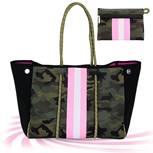 Neopren-Tasche, Neopren-Tragetasche für Damen, Strandtasche, große Reise-Arbeitshandtaschen von NIDOOT, Marineblau