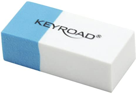 KeyRoad Radiergummi - Mehrzweck-Radiergummi- Radierer für von Bleistift und Kugelschreiber- 1 Stücke - Farbe: blau - weiß - Ideal Schule Büro, KR971645
