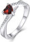 YL Verlobungsring Herz 925 Sterling Silber Januar Geburtsstein Granat Kreuz Unendlichkeit Solitaire Ehering Ring für Braut Damen(Größe 58）