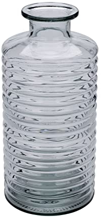 Spetebo Jarrón de cristal estriado grande – 31 cm – Jarrón de mesa de cristal transparente – Decoración botella flores mesa cristal jarrón acanalado grande