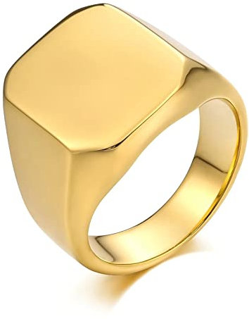 Mesnt Ringe für Männer Damen 18mm Ring Männer Edelstahl Buchstabe K Daumen Vertrauensring Siegelring Gold Ringe 67 (21.3)
