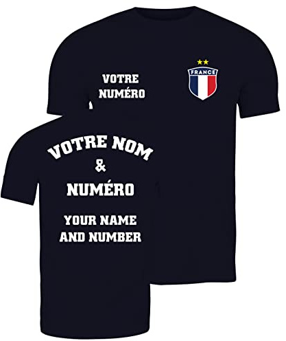 lepni.me Personalisiertes Herren-Fußballtrikot Frankreich-T-Shirt| Name und Nummer | Abzeichen Französischer Flagge | Fußball-Europameisterschaft 2024 (L Navi Blau Mehrfarben)