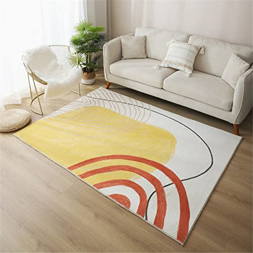 DJHWWD Spiele Teppich jugendzimmer komplett Set Kinderzimmer Gelber Rechteck Moderne Schlafzimmer Bodenmatte Motiv 100X180CM
