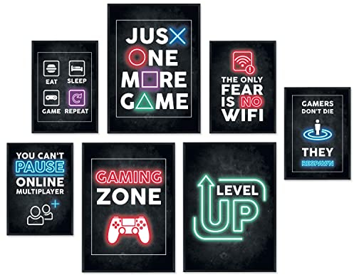 Hyggelig Home Premium Poster Set - 7 Game Bilder - Teenager Computer Deko Zimmer Junge - Set Gaming