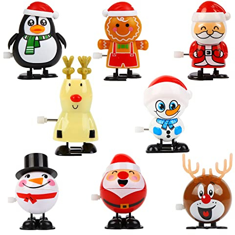 LOKIPA Christmas Wind Up Toys, 8 Pieces Assortments Christmas Clockwork Toys Xmas Stocking Stuffers for Kids Gifts